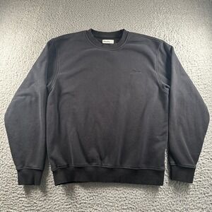 Huega House Sweatshirt Mens L Black Crewneck Embroidered Logo Pullover Fleece